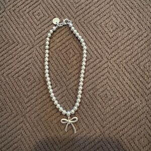 Tiffany & Co Silver Bead bracelet with Bow Pendant